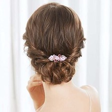 Fancy Bridal Rhinestone Hair Clip Pin Barrette Flower Bow Crystal Hairpins Pink