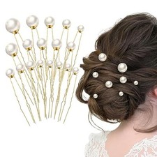 18 Pieces Wedding Pearl Hair Pins Bridal Hair Pins Pearl Hair Accessories, gold