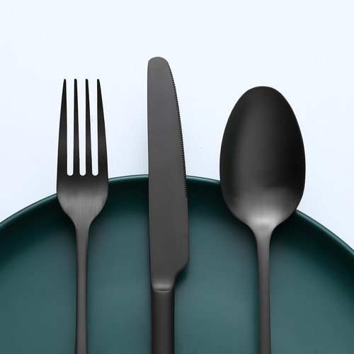Bestdin Besteck Set 6 Personen, 30 Teilig Edelstahl Besteckset Schwarz Matt, Ess - Bild 3 von 12