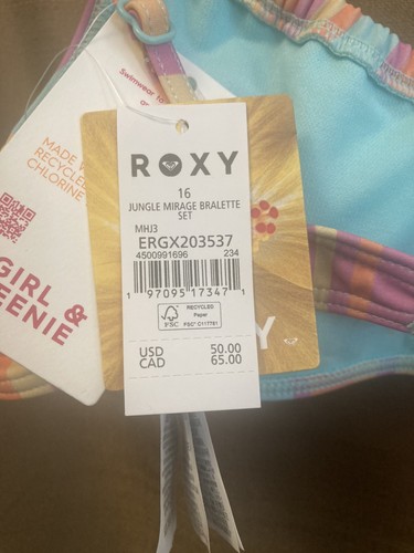 NWT Roxy Girls' Jungle Mirage Bralette Set Swimsuit.size 16 - Picture 3 of 4