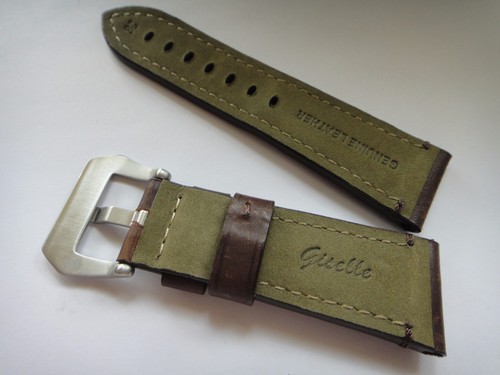26mm 24mm 22mm Genuine Leather Band Strap bracelet Black Brown (FITS) Panerai - Picture 7 of 7