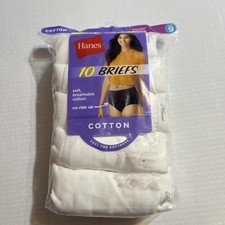 Hanes Tagless Briefs Breathable White Cotton Underwear, 10 Value Pack, Size 9