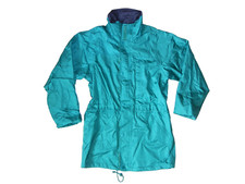 Vtg 90s EDDIE BAUER Teal Nylon GORE-TEX RAIN JACKET Windbreaker Coat Women's S