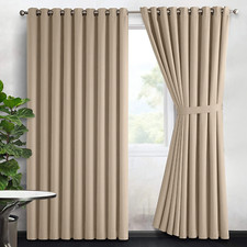 Thick Thermal Blackout Curtains Eyelet Ring Top Ready Made Curtain Panel Pair