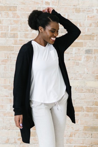Zyia ⚡️Black Lounge Boyfriend Cardigan 