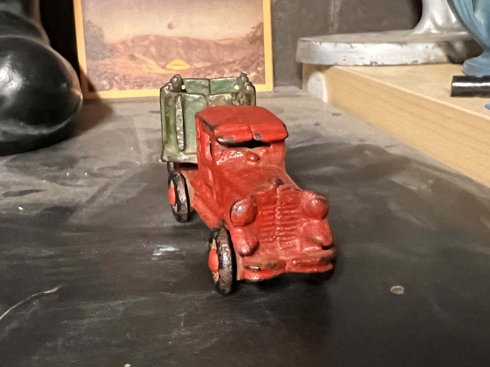 Antique A C Williams Cast Iron Semi Truck Trailer Coast to Coast Red / Green