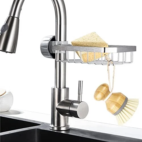 Sponge Holder Over Faucet,Sponge Holder for Kitchen Sink Caddy Organizer  Over Faucet Stainless Steel Soap Holder Over Faucet in Bathroom