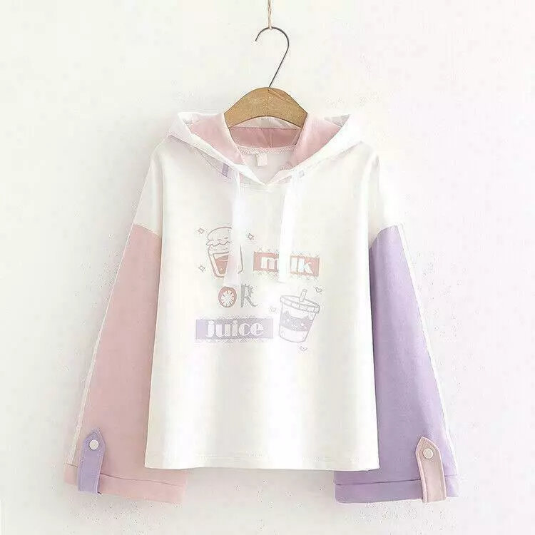 Kawaii Clothing Ropa Harajuku Hoodie Milk Juice Preppy Style Pullover  Sweatshirt