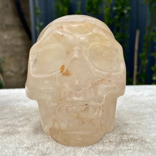 1.7LB Natural clear quartz white crystal Hand Carved Skull reiki Healing - Picture 3 of 11