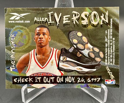 1997 Allen Iverson Skybox Reebok Shoe card The Answer Philadelphia 