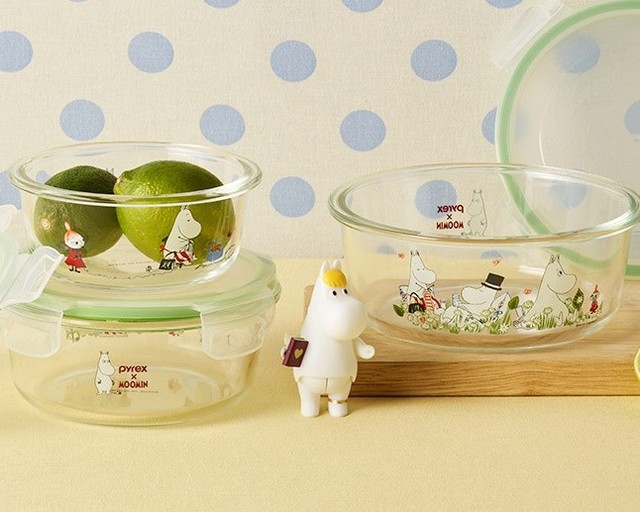 Moomin X Pyrex Circle Pattern Closed Container 960ml 1pcs for sale ...