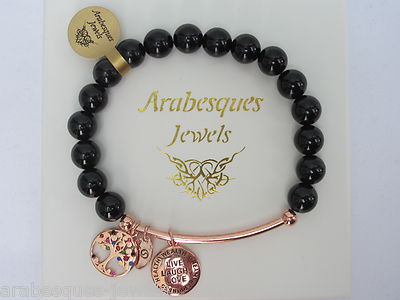 GENUINE BLACK ONYX BRACELET Live Laugh Love STERLINA MILANO MESSAGE/SENTIMENTS