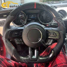 Fit For 2015-2017 Ford Mustang GT HYDRO DIP Carbon Fiber Steering Wheel Red Line