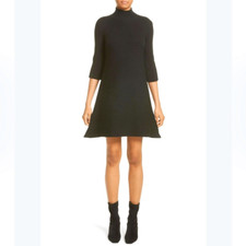 Stella McCartney Black Ribbed A-Line Wool Dress Size 40/ Medium