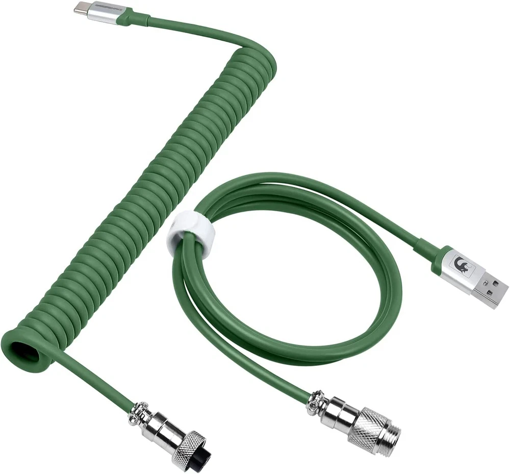 Mechanical Keyboard Aviator Cable Aviation Connector Coiled Type-C USB Wire TPU