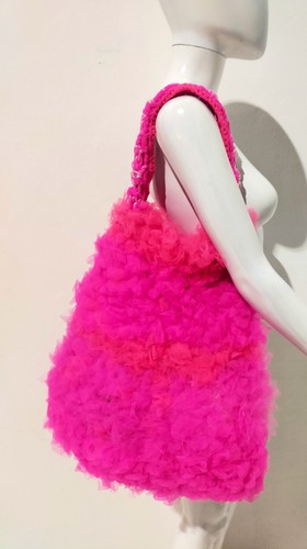 Hobo Bag Woman Fuchsia Handbag Satchel Crochet Designer Pochette Purse Tote Bag - Picture 7 of 24
