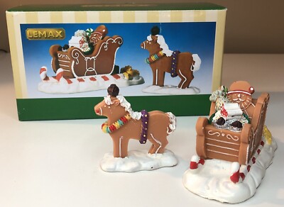 LEMAX Christmas Village Accessories GINGERBREAD SANTA SLEIGH Holiday Decor