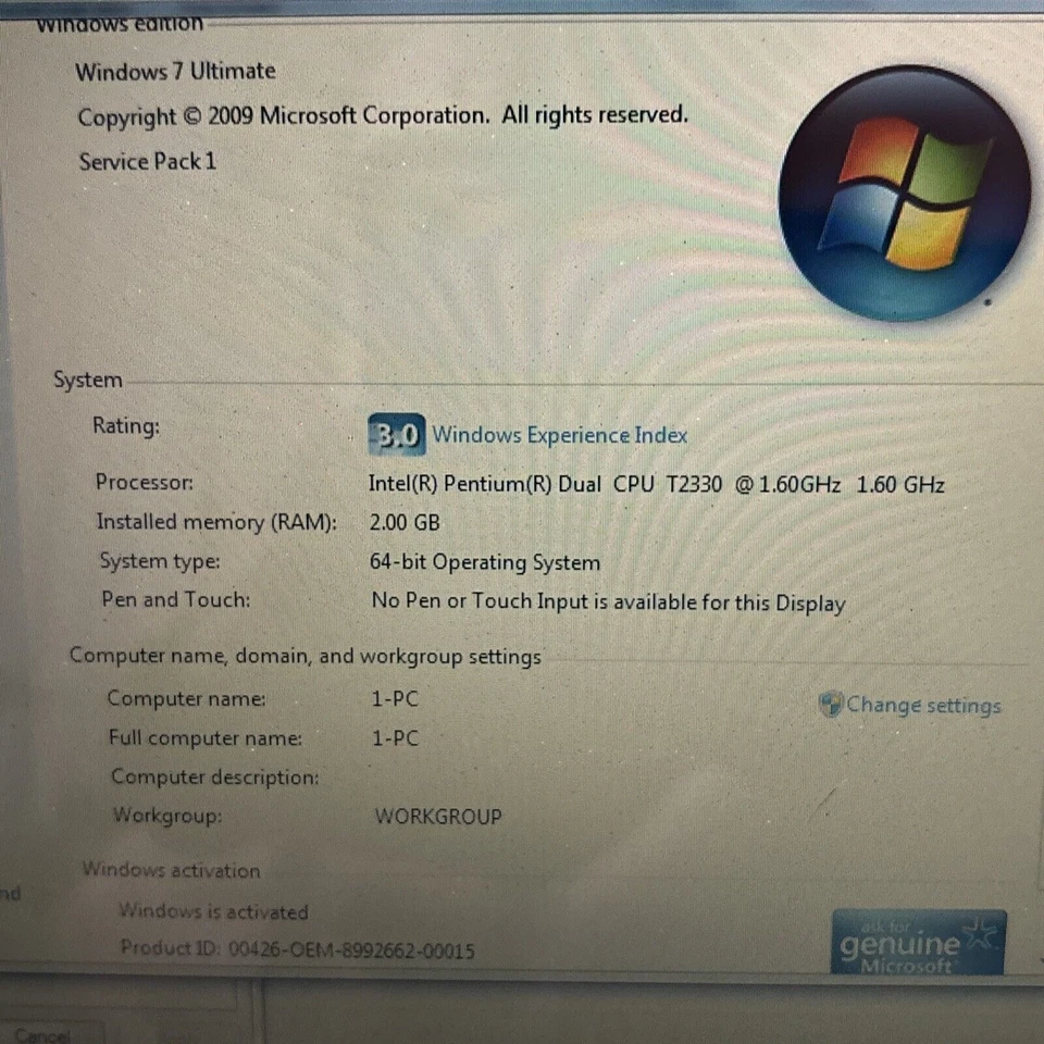Samsung Q70 Intel T2330 2gb RAM 120gb HDD DVD *Missing Keys* - Image 3 of 4