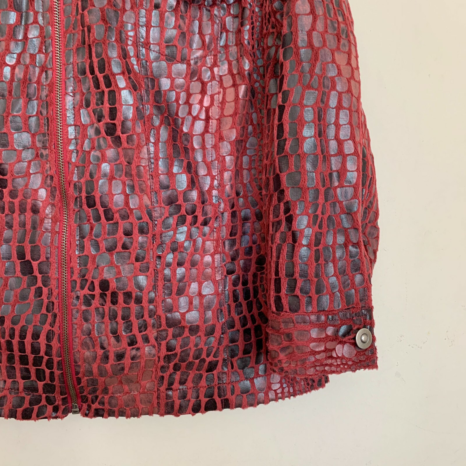 Ruby Rd. Jacket Burgundy Croc Print Collared Zip … - image 7