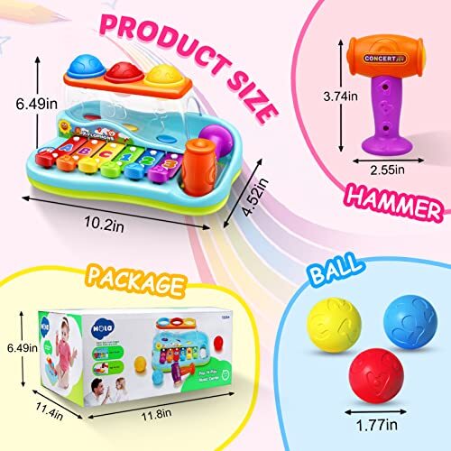Baby Toys 12-18 Months Hammer Pounding Xylophone Kids Gifts for 1 2 3+ Year Old