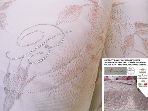 BLUMARINE copriletto quilt matrimoniale prezioso tessuto jacquard con SWAROVSKI - Foto 5 di 13