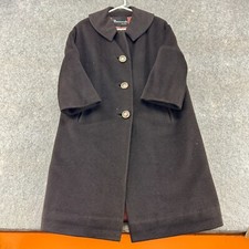 Vintage Wool Coat Womens 2xl Brown Long Over Forstmann Solid Grandma Church 60s