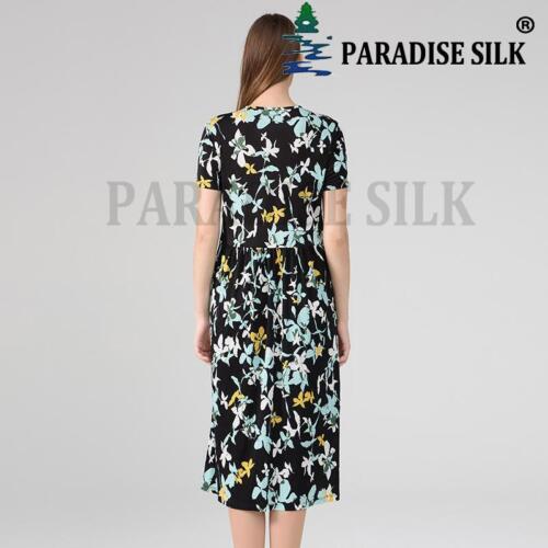 Nuevo Vestido Ligero de Seda Manga Corta Estampado para Mujer, Suelto Escote Redondo... - Imagen 2 de 11