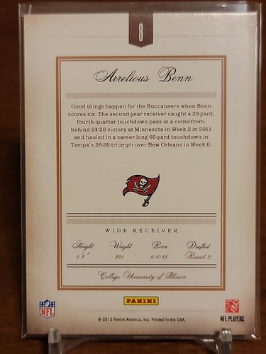 2012 Prime Signatures Prime Proof ARRELIOUS BENN #/99 Tampa Bay Buccaneers - Picture 2 of 2