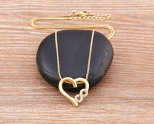 Women's Fashion Jewelry Cubic Zircon Gold Infinity Heart Pendant Necklace 542