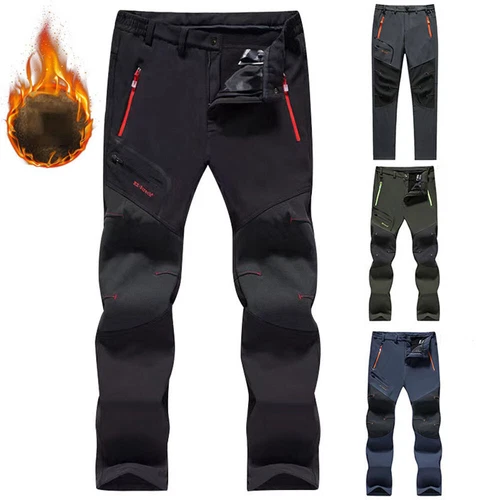 Herren Gefütterte Cargo Lange Hose Outdoor Wandern Ski Schnee Winter Warm Hose - Bild 3 von 8