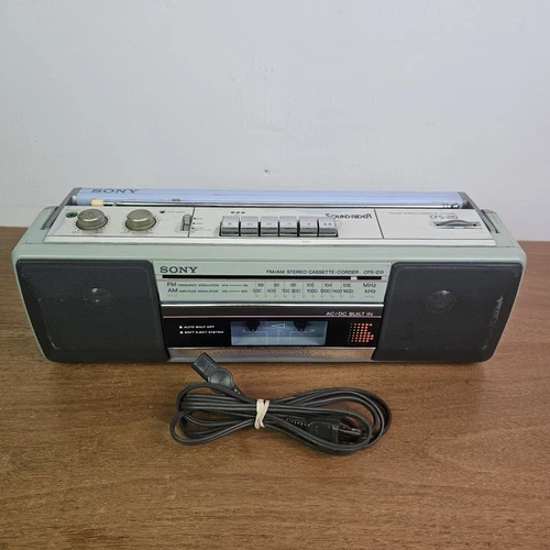 FOR PARTS VTG 90s Sony AM FM Stereo Cassette CFS-210 Sound Rider Boombox Blue