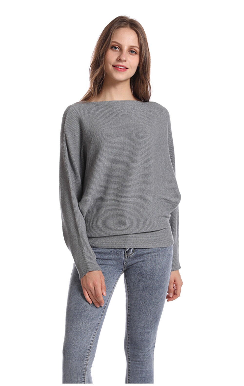 Styles I Love Women Soft Boat Neck Batwing Sleeve Knit Top Sweater, 12  Colors