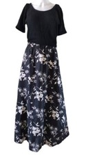 Vintage Blue Dress Woman S Black White Floral Rayon Dress Casual Maxi Boho Beach