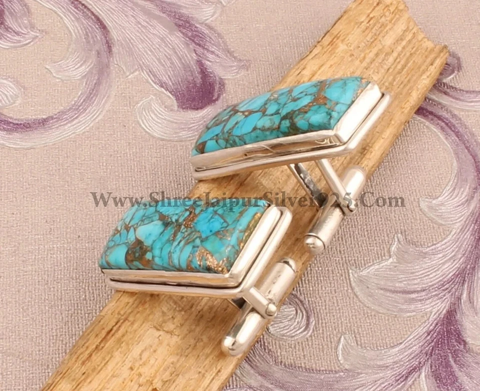 Natürlich Amerikanisch Kupfer Türkis Edelstein 925 Sterling Silber Handgemacht - Bild 2 von 4