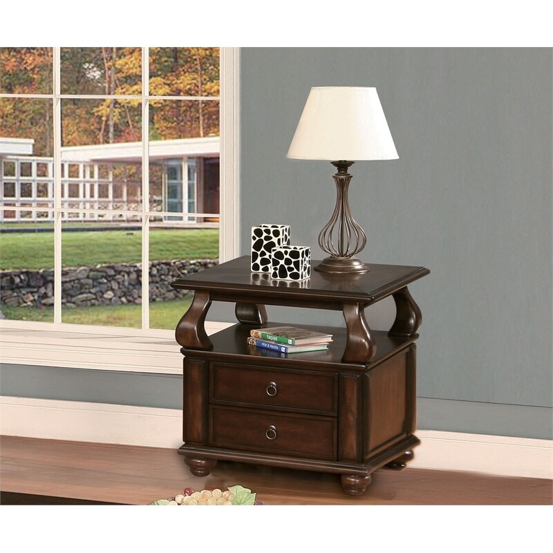 Acme Furniture Amado Walnut End Table Poplar & Basswood Ven. 80012