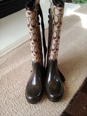 coach tristee rain boot purple