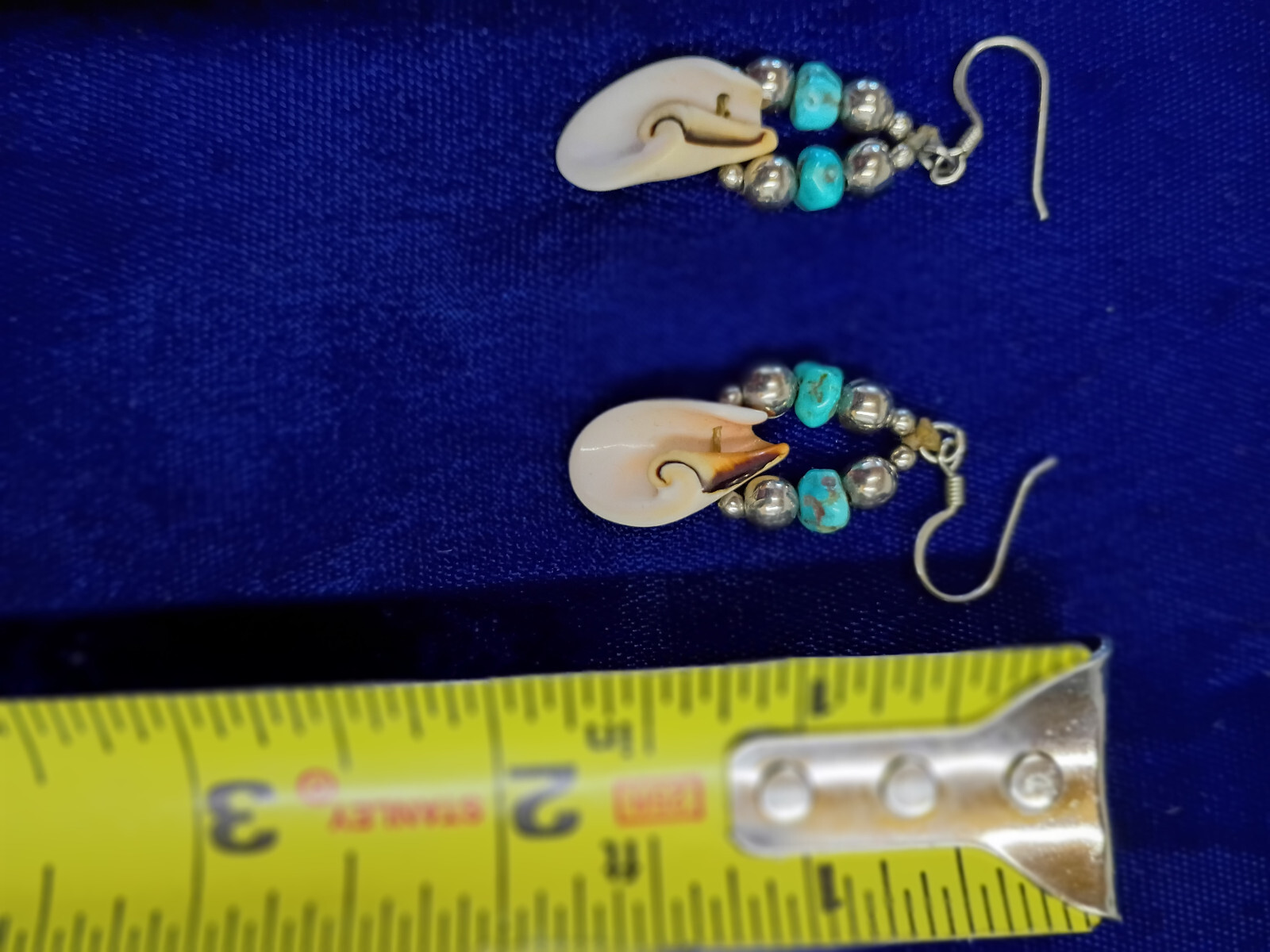 Seashell, Turquoise & Silver Dangle Earrings - image 3