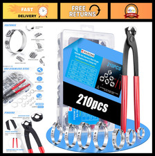 210PCS Stainless Steel Hose Clamp Assortment Kit - 12 Sizes (6-36.1mm) Adjustabl