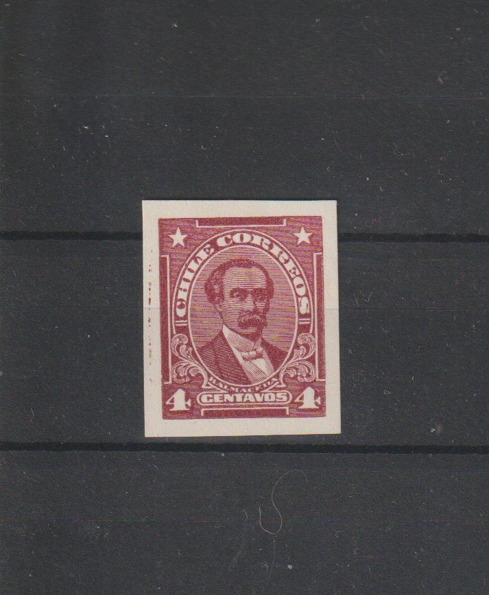 p5881 CHILE 1917/27 Hinged 4c unissued Balmaceda ESSAY.   Scarce