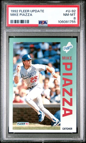 1992 FLEER UPDATE #U-92 MIKE PIAZZA ROOKIE RC PSA 8
