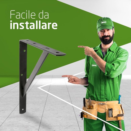 Amig Staffe per mensole Angolo per Ripiani Supporto per Scaffale Acciaio Colore - Foto 5 di 24