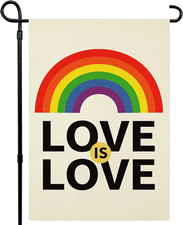 Love Is Love Rainbow Pride Garden Flag Double Sided, LGBTQ Garden Flag Yard Flag