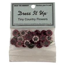 Dress It Up Tiny Country Flowers 20 Buttons - Floral Leaves Purple Farm Life 005