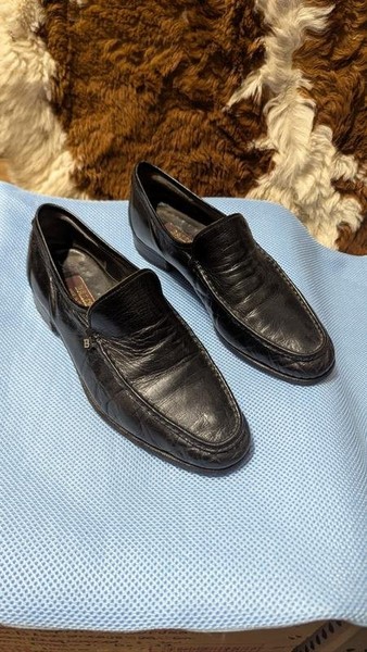 Men Bally Heels Black Leather 41 #5KLJ