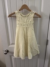 Bonnie Jean Girls 5 Beautiful Spring Yellow Dress with White Roses Zip  Tie