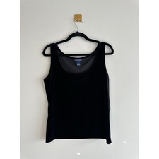 Vintage Ann Taylor Velvet Tank Top Black Scoo...