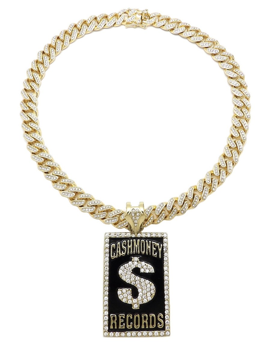 CASH MONEY RECORDS LIL WAYNE PENDANT GOLD CUBAN LINK CHAIN