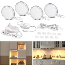 Dimmable LED Puck Lights, Plug in Under Cabinet Lighting with Switch