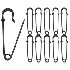 20pcs Safety Pins 70mm Baked Paint Large Safety Pin for Clothes, Black