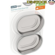 Stainless Steel Bowl Set SureFeed Feeder 14oz Easy Clean Hygienic Pet Bowls New